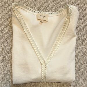 Sezane Chic White Blouse with Delicate Trim